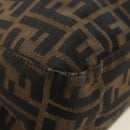 FENDI Zucca Canvas Mamma Baguette Shoulder Bag Black Brown Auth 185309M-18