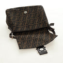 FENDI Zucca Canvas Mamma Baguette Shoulder Bag Black Brown Auth 185309M-21