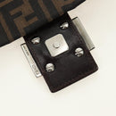 FENDI Zucca Canvas Mamma Baguette Shoulder Bag Black Brown Auth 185309M-22