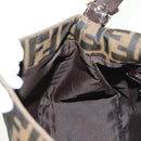 FENDI Zucca Canvas Mamma Baguette Shoulder Bag Black Brown Auth 185309M-25