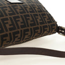 FENDI Zucca Canvas Mamma Baguette Shoulder Bag Black Brown Auth 185309M-14