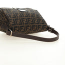FENDI Zucca Canvas Mamma Baguette Shoulder Bag Black Brown Auth 185309M-6