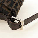 FENDI Zucca Canvas Mamma Baguette Shoulder Bag Black Brown Auth 185309M-7