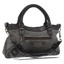 BALENCIAGA The First Hand Bag Leather 2way Gray 103208 Auth 185310A-1