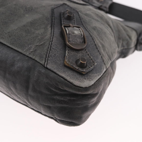 BALENCIAGA The First Hand Bag Leather 2way Gray 103208 Auth 185310A