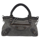 BALENCIAGA The First Hand Bag Leather 2way Gray 103208 Auth 185310A-2
