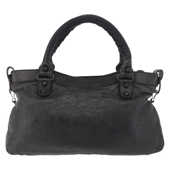 BALENCIAGA The First Hand Bag Leather 2way Gray 103208 Auth 185310A