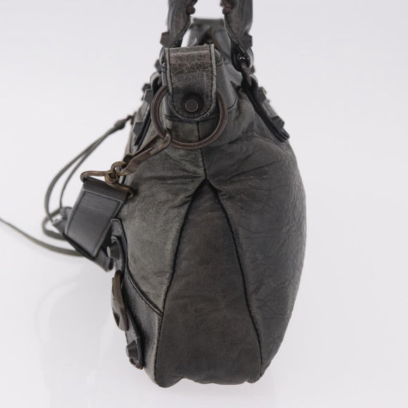 BALENCIAGA The First Hand Bag Leather 2way Gray 103208 Auth 185310A