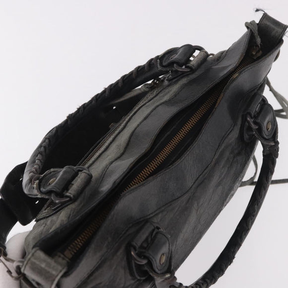 BALENCIAGA The First Hand Bag Leather 2way Gray 103208 Auth 185310A