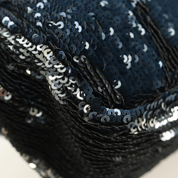 CHANEL Coco Cuba Chain Shoulder Bag Sequin Blue Silver CC Auth 185311SM