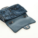 CHANEL Coco Cuba Chain Shoulder Bag Sequin Blue Silver CC Auth 185311SM-9