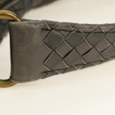 BOTTEGA VENETA INTRECCIATO Shoulder Bag Leather Gray Gold Auth 185312M-9