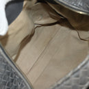 BOTTEGA VENETA INTRECCIATO Shoulder Bag Leather Gray Gold Auth 185312M-10