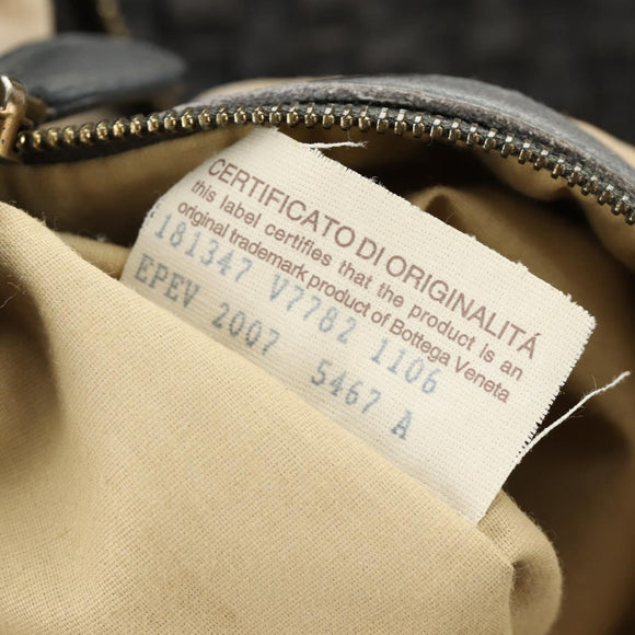 BOTTEGA VENETA INTRECCIATO Shoulder Bag Leather Gray Gold Auth 185312M