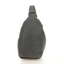 BOTTEGA VENETA INTRECCIATO Shoulder Bag Leather Gray Gold Auth 185312M-4