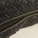 BOTTEGA VENETA INTRECCIATO Shoulder Bag Leather Gray Gold Auth 185312M-7