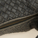 BOTTEGA VENETA INTRECCIATO Shoulder Bag Leather Gray Gold Auth 185312M-14