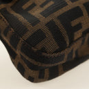 FENDI Zucca Canvas Mamma Baguette Shoulder Bag Black Brown Auth 185313M-15
