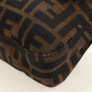 FENDI Zucca Canvas Mamma Baguette Shoulder Bag Black Brown Auth 185313M-16