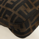 FENDI Zucca Canvas Mamma Baguette Shoulder Bag Black Brown Auth 185313M-18
