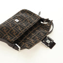 FENDI Zucca Canvas Mamma Baguette Shoulder Bag Black Brown Auth 185313M-20