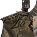 FENDI Zucca Canvas Mamma Baguette Shoulder Bag Black Brown Auth 185313M-22