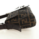 FENDI Zucca Canvas Mamma Baguette Shoulder Bag Black Brown Auth 185313M-3