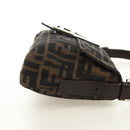 FENDI Zucca Canvas Mamma Baguette Shoulder Bag Black Brown Auth 185313M-4