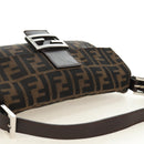 FENDI Zucca Canvas Mamma Baguette Shoulder Bag Black Brown Auth 185313M-6