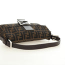FENDI Zucca Canvas Mamma Baguette Shoulder Bag Black Brown Auth 185313M-7