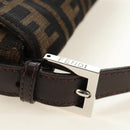 FENDI Zucca Canvas Mamma Baguette Shoulder Bag Black Brown Auth 185313M-8