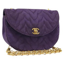 CHANEL Chain Shoulder Bag Satin Purple Gold CC Auth 185314-1