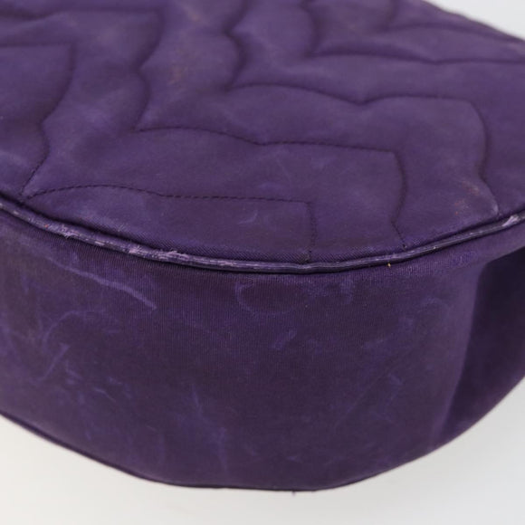CHANEL Chain Shoulder Bag Satin Purple Gold CC Auth 185314