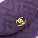 CHANEL Chain Shoulder Bag Satin Purple Gold CC Auth 185314-15
