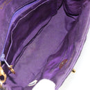CHANEL Chain Shoulder Bag Satin Purple Gold CC Auth 185314-19