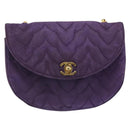 CHANEL Chain Shoulder Bag Satin Purple Gold CC Auth 185314-2