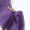 CHANEL Chain Shoulder Bag Satin Purple Gold CC Auth 185314-20