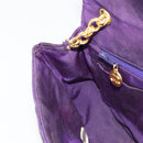 CHANEL Chain Shoulder Bag Satin Purple Gold CC Auth 185314-21