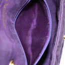 CHANEL Chain Shoulder Bag Satin Purple Gold CC Auth 185314-23