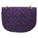 CHANEL Chain Shoulder Bag Satin Purple Gold CC Auth 185314-3