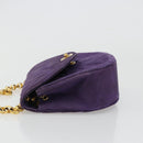 CHANEL Chain Shoulder Bag Satin Purple Gold CC Auth 185314-5