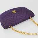 CHANEL Chain Shoulder Bag Satin Purple Gold CC Auth 185314-6