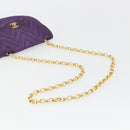 CHANEL Chain Shoulder Bag Satin Purple Gold CC Auth 185314-8
