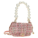 CHANEL Chain Shoulder Bag Tweed 2way Pink Gold CC Auth 185316M-1