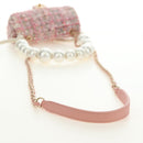 CHANEL Chain Shoulder Bag Tweed 2way Pink Gold CC Auth 185316M-8