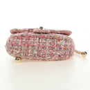 CHANEL Chain Shoulder Bag Tweed 2way Pink Gold CC Auth 185316M-5