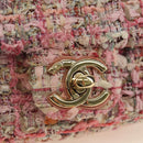 CHANEL Chain Shoulder Bag Tweed 2way Pink Gold CC Auth 185316M-24