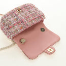 CHANEL Chain Shoulder Bag Tweed 2way Pink Gold CC Auth 185316M-25