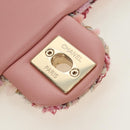 CHANEL Chain Shoulder Bag Tweed 2way Pink Gold CC Auth 185316M-26