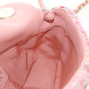 CHANEL Chain Shoulder Bag Tweed 2way Pink Gold CC Auth 185316M-30